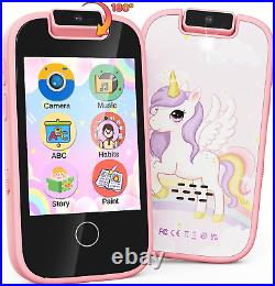 Blue & Pink & Purple Kids Smart Phone Toys with 180° Rotatable Camera- Toddler P