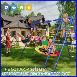 Boys Girls Kid Metal Swing Set Playground Outdoor Backyard Fun Heavy Duty 5 IN 1