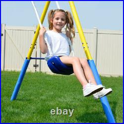 Boys Girls Kid Metal Swing Set Playground Slide Outdoor Backyard Fun Heavy Duty