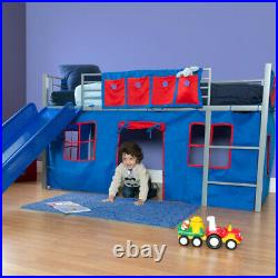Boys Twin Junior Loft Bed Curtain Blue Red Fort Tent Play Area Fantasy FUN Toy