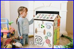 Busy board house for kids, girl & boy. Educational wooden busy cube. Montrssori toy