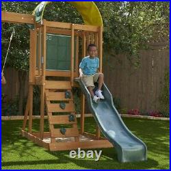CEDAR WOODEN SWING Set Kids Boys Girls Fun Outdoor Backyard Slide+ Free Shipping