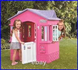 Cape Cottage House, Pink Pretend Playhouse for Girls Boys Kids 2-8 Years Old