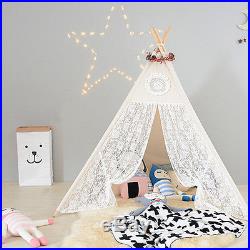 Children Teepees Lace Cream Tent For Girls Kids Play Tent Cotton & Lace Tipi