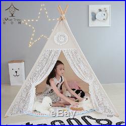 Children Teepees Lace Cream Tent For Girls Kids Play Tent Cotton & Lace Tipi