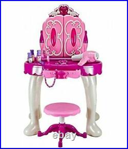 Delex Girls Mirror Makeup Dressing Table Stool Playset Toy Vanity Light & Music