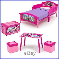 Disney Minnie Mouse 5-Piece Toddler Bed Set Kids Bedroom Toy Box for Girls NEW