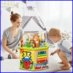 Durable 7-in-1 Children's Boys & Girls Wooden Activity Cube Toy