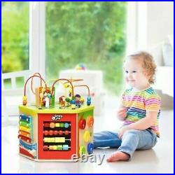 Durable 7-in-1 Children's Boys & Girls Wooden Activity Cube Toy