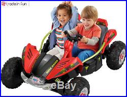 Electric Ride On For Boys Girls Red Race Car 12V Battery 2 Seat Outdoor Riding