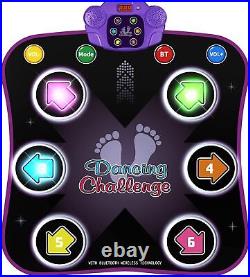 Electronic dance mat toy for 3-12 year old kids. Light-up 6-button wireless Blue