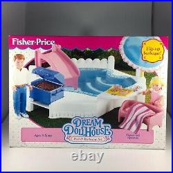 FISHER PRICE Loving Family Dream Dollhouse Pool & Barbeque Flip BBQ Set Vintage