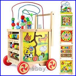 FOPNETS Wooden Toys for 1 2 Year Old Boys Girls Activity Cube Gift Set