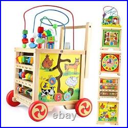 FOPNETS Wooden Toys for 1 2 Year Old Boys Girls Activity Cube Gift Set