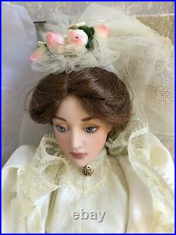 FRANKLIN MINT Gibson Girl 15 Vinyl DOLL Toy LILLY in WEDDING Dress, Veil, Bouquet
