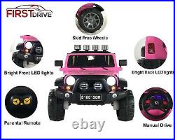 First Drive Jeep 2 Seater Pink 12v Kids Electric Ride-On Toy Car AWD MP3