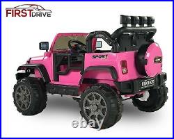First Drive Jeep 2 Seater Pink 12v Kids Electric Ride-On Toy Car AWD MP3