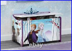 Frozen 2 Toy Box Safety Lid Wood Storage Kids Furniture Elsa Anna Seat Chest New