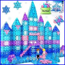 Frozen Toys for Girls Magnetic Tiles 102pcs with Dolls Princess Castle Building