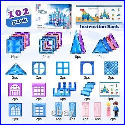 Frozen Toys for Girls Magnetic Tiles 102pcs with Dolls Princess Castle Building