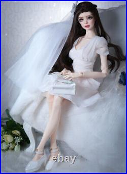 Full Set 24 1/3 Resin BJD SD Doll Women Girl Gift Toy Eyes Wig Wedding Dress