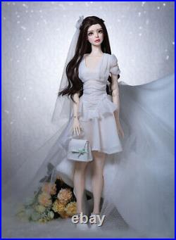 Full Set 24 1/3 Resin BJD SD Doll Women Girl Gift Toy Eyes Wig Wedding Dress
