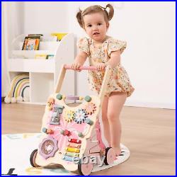 Giant bean Wooden Baby Walker for Girls Toddler Kids 1-3 Pink Butterfly Push