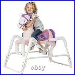 Girl Plush Pink Rocker Pony Ride On Toy Singing Moving Mouth Horse Toddler Fun