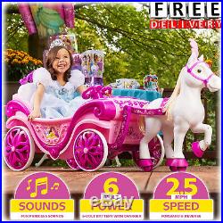 Girls Battery Powered Ride On Toys 6V Electric 4 Wheel Princess Horse Child Kid