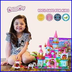 Girls Castle Princess Building Toys Girl Dream House 5-in-1 Pink Castle & Carria