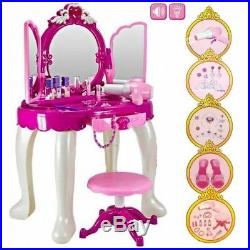 Glamour Large Table Mirror Makeup Dressing Table Stool Girls Playset Toy Vanity