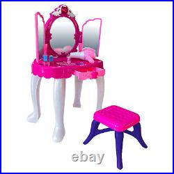 Glamour Mirror Girls Vanity Dressing Table Play Set Fun Toy Light Christmas Gift
