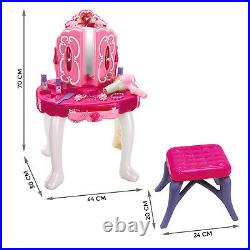 Glamour Mirror Girls Vanity Dressing Table Play Set Fun Toy Light Christmas Gift