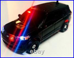 Greenlight 164 Custom 2020 Black Unmarked Ford Explore Police With LED Lights