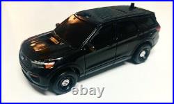 Greenlight 164 Custom 2020 Black Unmarked Ford Explore Police With LED Lights