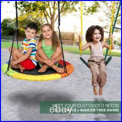 Heavy Duty Boys Girls Kid Metal Saucer Swing Set Playground Outdoor Backyard Fun