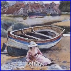Herbert Coop RBA (1875-1952) Watercolour, Girl and Her Toy Boat