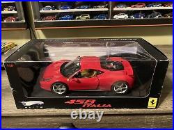 Hot Wheels Elite Ferrari 458 Italia 1/18 Diecast Model Car Red