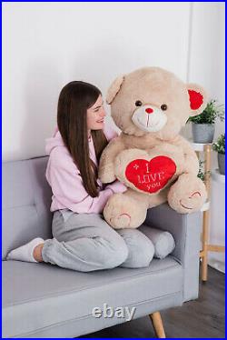 I Love You U Giant Large Big Teddy Bear Mum Boy Girl Firend Bear & Free Gift