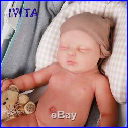 IVITA 18.5'' Soft Silicone Reborn Baby Eyes Closed Girl Doll Xmas Gift Toy 3700g