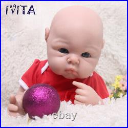 IVITA 19Popular Blue Eyes Boy&Girl Full Silicone Doll Reborn Baby Toddler Toy