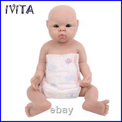 IVITA 19Popular Blue Eyes Boy&Girl Full Silicone Doll Reborn Baby Toddler Toy