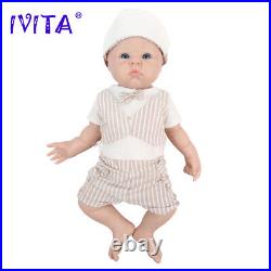 IVITA 19Popular Blue Eyes Boy&Girl Full Silicone Doll Reborn Baby Toddler Toy