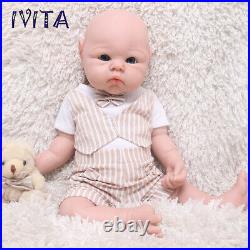 IVITA 19Popular Blue Eyes Boy&Girl Full Silicone Doll Reborn Baby Toddler Toy