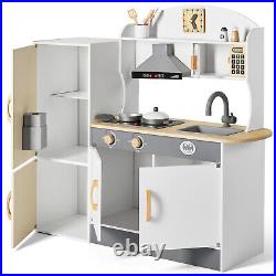 JOYLDIAS Large Wooden Kid Play Kitchen Pretend Playset Cooking Toy Girl Boy Gift