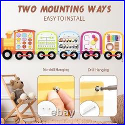 Joyreal Wooden Busy Board Train Activity Wall Panels Montessori Sensory Wal