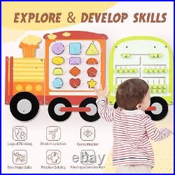 Joyreal Wooden Busy Board Train Activity Wall Panels Montessori Sensory Wal