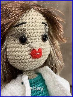 KNITTED TOY Doctor 27 cm SOFT HANDMADE NEW AMIGURUMI Physician Medic Girl
