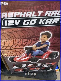 Kalee Red Asphalt Racer 12V Go Kart Powered Ride-on for Boys and Girls