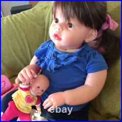 Kawaii 28 Reborn Toddler Silicone Girl Blonde Hair Children Wear Model Doll Toy